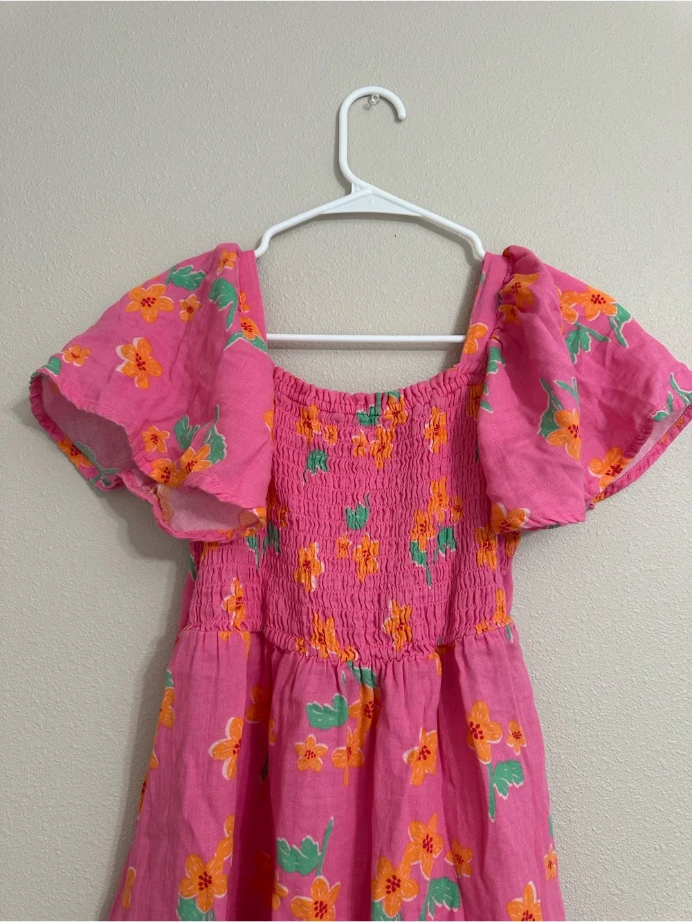 Old Navy Pink Floral Flutter-Sleeve Sundress